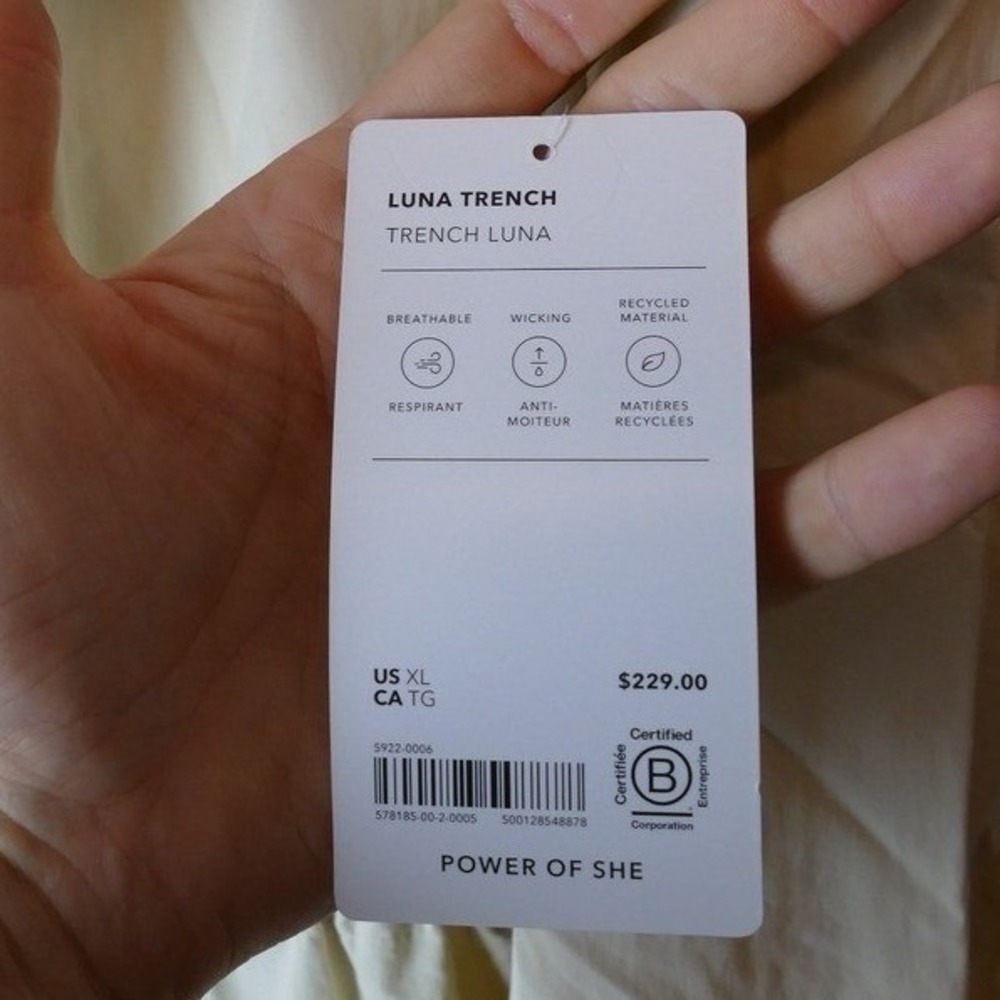 NWT Athleta Luna Cream Off White Trench Coat Womens SIZE XL MSRP $229 - Picture 4 of 13